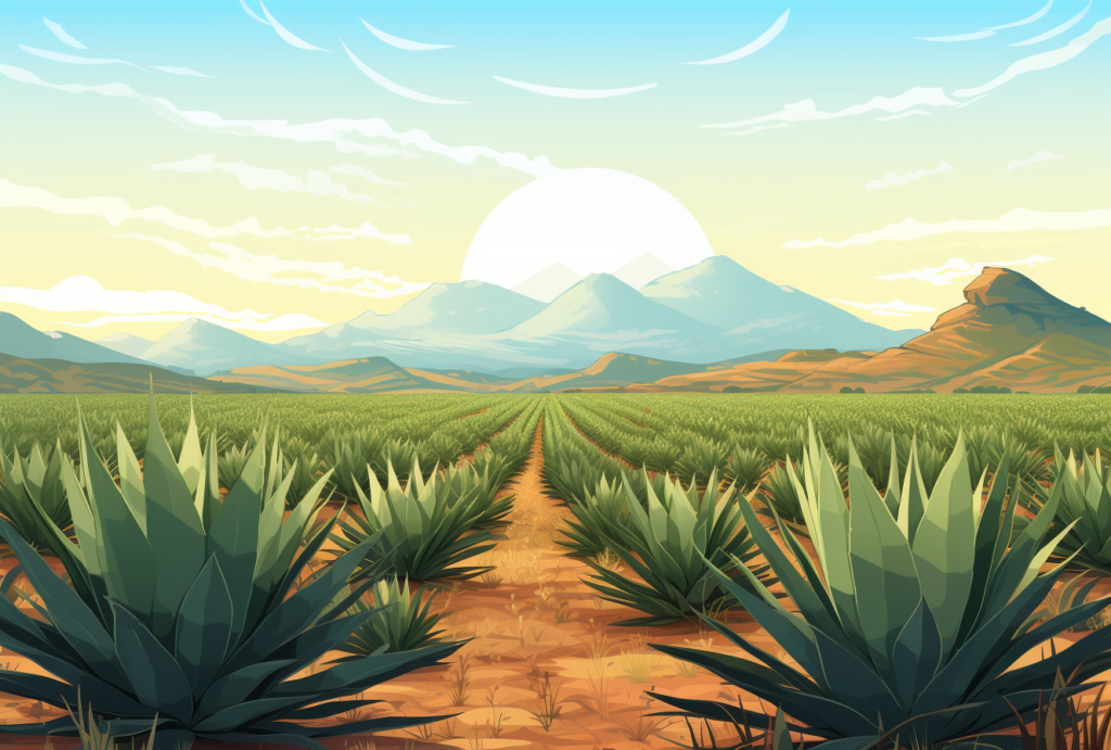 A drawing of a agave field